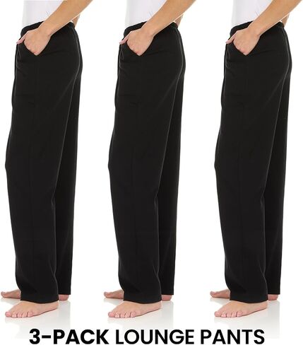 Essential Elements 3 Pack: Womens Cotton Jersey Pants - 100% Cotton Lounge Athletic Casual Sleep Casual Pajama PJ Pants in Saudi Arabia