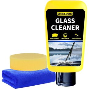 Glass Cleaner Glass Stripper for Stubborn Stains, Water Spots, Oil Film on Car & Home Streak Free Windscreen Cleaning Emulsion Washer for Glass, Windows, Mirrors, 4oz/120ml