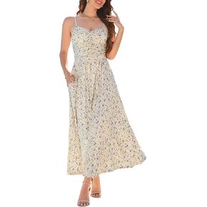 Annebouti Women 2025 Summer Spring Ruched Maxi Bress