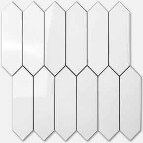 البلاط Vamos 1 ورقة لامعة باكسبلاش بلاط قشر وعصا ، 12.8 × 12.8 بوصة سداس طويل PVC البلاط الجدار الفسيفساء اللصق