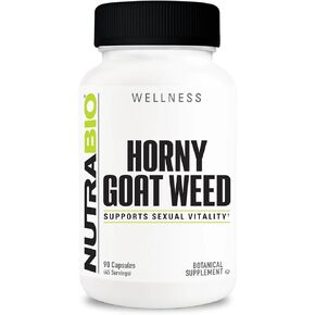NutraBio Horny Goat Weed Extract Supplement, 500mg - for Both Men and Women, Helps Support Energy and Vitality, 90 Vegetable Capsules