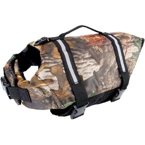Camo Pet Life Preserver Jacket,Camouflage Dog Life Vest with Adjustable Buckles,Dog Safety Life Coat for Swimming, Boating, Hunting | (XS, S, M, L, XL) …