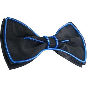 Luwint Light Up Bow Tie LED Flashing Bowtie Neon Blue Glow in the Dark Novelty Accessory for Men Women Festival Rave Party