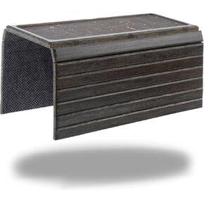 Detor Couch Arm Rack مع لوحة الفلين الرجعية ، لون بني ملون من الخيزران | صينية مسند أريكة أريكة مع قاع غير محسّن ، سطح طارد الماء ، مصنوع من شرائح الخيزران القوية