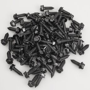 Black License Plate Screws Rustproof 100 Pcs, Premium Anti-Rattle Bolts for Front & Rear Plates, Eco-Friendly Screws for Domestic Vehicle, Lead-Free & Nickel-Free