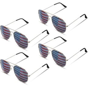 July American Flag Sunglasses USA Flag Glasses for Mens Women Independence Day Patriotic Party Parade Decoration