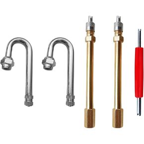 Zilamgoo 5pcs تمديدات الجذعية صمامات دالية ، واجب السخرية ، امتدادات جذع صمام العجلة المزدوجة المعدنية المستقيمة لإطارات الشاحنات ، إطارات RV ، المنزل ، مدرب ، بيك آب ، دراجة نارية ، دراجة ، مقطورات