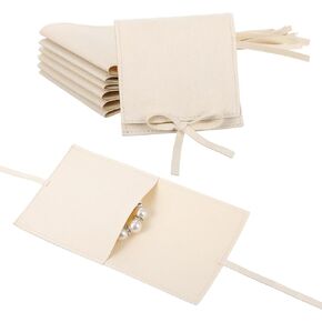 8PCS Microfiber Jewelry Pouch, 3.15x3.15inch Jewelry Rolls, Luxury Small Gift Bags for Jewelry, Bracelet, Necklace, Earrings, Travel Organizer for Women (White)
