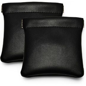 2-Pack Jewelry Pouches Black PU Leather Jewelry Pouch for Ring Earrings Necklace