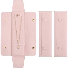 GORGECRAFT 3Pcs Necklace Travel Case Tangle-Free Jewelry Organizer Storage Bag Travel Necklace Pouch for Wedding Christmas Valentine's Day Women Bridesmaid Gifts Old Lace 8.66 x 2.4 inch
