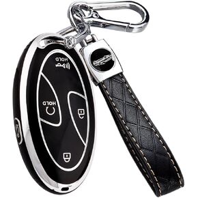 غلاف Montague Key Fob لـ Hyundai مع سلسلة المفاتيح ، قذيفة TPU Key Case Premium لعام 2024 2023 Hyundai Ioniq 6 ، Grandeur GN7 ، Kona ، Elanrtra ، Sonata Smart Key Protector (5 أزرار ، سيلفر سوداء)