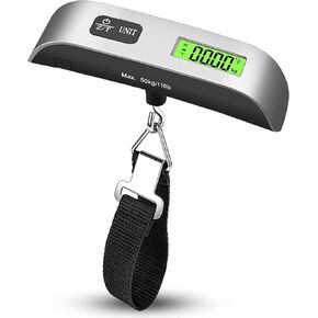Digital Luggage Scale, Handheld Suitcase Scale with Backlit LCD Display, 110 lbs/50kg Portable Baggage Weighing Scale with Temperature Sensor for Travelers