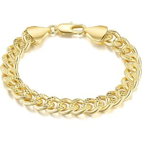 14K Gold Bracelets for Women Chunky Bracelet for Mens Non Tarnish Charm Cuban Link Chain for Womens Men Trendy Jewelry 5 Sizes 6.5/7/7.5/8/9in