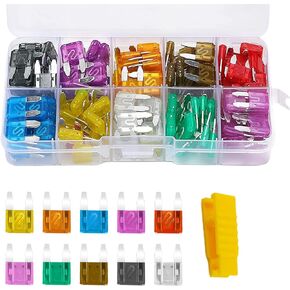 120PCS Car Fuses Assortment Kit, Blade Fuse, Mini Fuse Automotive Kit with Puller, Car Accessories 2A 3A 5A 7.5A 10A 15A 20A 25A 30A 35A Fuses Universal for RV Motorcycle Boat