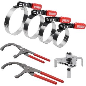 Oil Filter Wrench Set, Oil Filter Removal Tool 2-3/4" - 5-1/4", 9" & 12" Adjustable Oil Filter Pliers, Adjustable 3-Jaw Oil Filter Wrench, 7pcs
