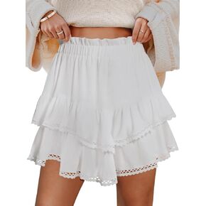 Ruffle Skorts for Woman Boho Tiered Flowy Short Skirt High Waist Mini Skirts Casual Summer Beach Outfits in Saudi Arabia