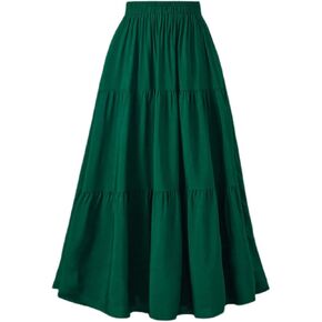 OSTOO Women's Summer Long Flowy Renaissance Skirt with Pockets - Boho High Waist A-Line Maxi Skirt