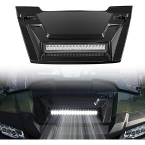 Sport Hood Scoop with LED Spotlight for Pioneer 700 2P 4P 14-25, Black PP Front Hood Cover with LED Auxiliary Light for Honda Pioneer 700-2 700-4 2014-2025 Accessories