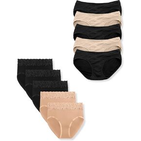 Kindred Bravely Postpartum Panty Underwear & Under the Bump Bikini Panty Underwear Bundle, 10 Pairs (Neutrals, Medium)
