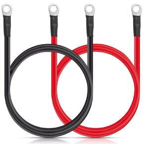 AUTOXBERT Battery Inverter Cable Set 4AWG 4 Gauge Positive Negative Cable Terminals Lugs Ends Power Inverter Wire 60cm 20mm2 3/8inch for RV Truck Camper