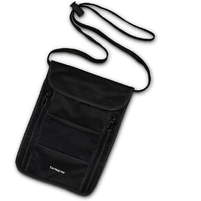 حقيبة الرقبة RFID Samsonite - تقنية حماية RFID خفيفة الوزن ودائمة - كتل إشارات RFID مشفرة في جوازات السفر ومعرفات وبطاقات الائتمان