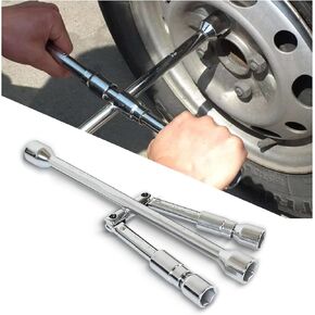14-Inch Cross Lug Wrench, Foldable 4 Way Lug Nut Removal Tool (17,19,21,23mm), Universal Tire Iron Lug Wrench 4 Way for Car, Truck, SUV, RV, Van