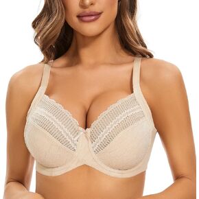sheroine Women's Full Coverage Minimizer Underwire Bra Unlined Plus Size Non-Padded Ultrathin Everyday Soft Bras