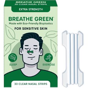 Breathe Green Nasal Strips | 30 Count | Drug-Free, Extra Strength, Sensitive Skin | Nasal Congestion Relief for Colds & Allergies, Sleep Right, Breathe Easy (30) (Large, 30, Count)