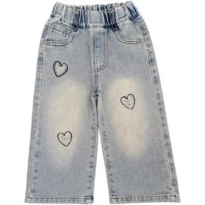 Peacolate 2-10Years Little Big Girls Spring Autumn Embroidered Jeans Trousers Pants for Kid