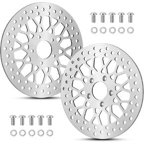 11.8'' 2 Piece Front Brake Rotor Compatible with Harley Rotor Touring Sportster Dyna Early Super Glide Front Brake Rotors Rotor Kit Stainless Steel Disc Rotors