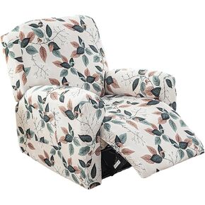 Crfatop Floral Printed Recliner Cover مع جيوب واحدة متلألئة Slipcover 4 قطع 4 قطع غطاء كرسي بذراعين مع قاع مرن لحامي الأثاث كرسي للطفل الحيوانات الأليفة