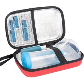Insulated Waterproof Protective Case for Asthma Inhaler, Spacer, and Mask | Portable Inhaler Carry Case for Adults & Kids | Ensure Safe and Convenient Storage for Your Respiratory Equipment (Red)