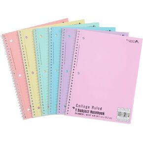 Blue Summit Spiral Notebook, College Ruled, 70 Sheets – 1 Subject, 3 Hole Sheets with Perforation, 5 Color Assortment Notebooks Bulk (48 Notebooks)