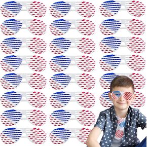 UMEELR 24 PCS American Flag Shutter Glasses, Red White Blue 4th of July Glasses, Patriotic Shades Plastic Shutter Sunglasses for Independence Day Party Props, July 4 Decorations, Patriotic Parade