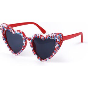 USA Flag Heart Sunglasses - 4 يوليو من النظارات الوطنية للنساء والرجال ، تفضل حفلات العلم الأمريكي ، إكسسوارات يوم الاستقلال ، النظارات الشمسية للمهرجان
