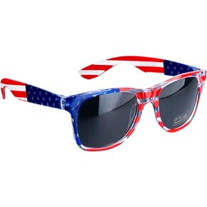 ALVOGIMOR USA Flag Frame Sunglasses, Retro 80's American Classic Eyewear, Patriotic Sunglasses for 4th of July Party Favors (Light Blue)
