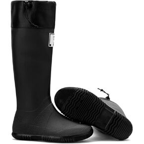 Womens Rain Boots Waterproof Packable Tall Water Boots with Adjustable Buckle Lightweight Shoes Mud for Garden Outdoor Work Fishing