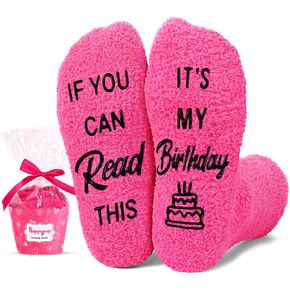 HAPPYPOP Birthday Gifts Ideas for Girls - Socks for 7-9 Year Old Big Kids, Crazy Silly Funny Socks for Kids, Gifts for Daughter Niece, Fuzzy Cupcake Socks