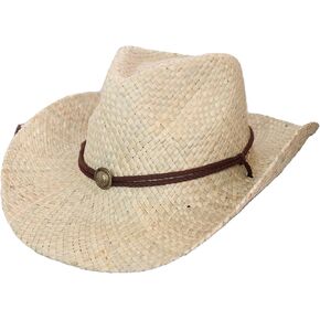 Wildarms Men’s Woven Straw Cowboy Hat Cowgirl Sun Beach Hat for Women Wide Brim Western Cowboy Hat with Decorative Bands