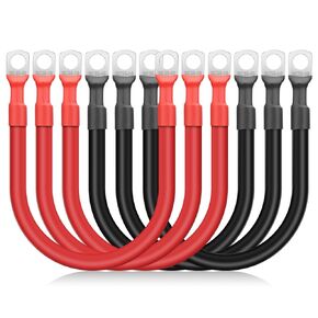 Linkstyle 6PCS 2 AWG Battery Cable, 30CM Auto Battery Cables with 3/8" Lugs Terminals Copper Wire for Car Marine Solar Panels