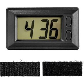 Car Dashboard Digital Clock, Mini Electronic Clock Battery Operated with Clear LCD Time Display, Adhesive Ultra-Thin Dashboard Clock with Calendar for Car Home Office (Black)