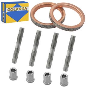 Stud Bolt Nut & Gasket Kit Titanium Compatible with Yamaha Raptor 660 660R YFM660 YFM660R 2001-2005 OEM# 90116-06541-00 90179-06668-00 3YF-14613-01-00