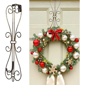 ShangTianFeng Golden Wreath Hangers for Front Door, Adjustable Hook Length Wreath Hanger, Scroll Vintage Design Door Hanger, Matte Black Door Wreath Hanger, 17.9" Wreath Hangers for Front Door