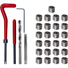 30PCS M6 x 1.0mm Thread Repair Insert Kit, Metric Helicoil Kit Compatible Hand Tool Set, M6 Thread Repair Kit Stainless Steel Helicoil Inserts Set for Auto Repairing