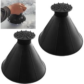 2PCS Magical Ice Scrapers for Car, 2 in 1 Round Snow Scraper for Car, Cone Windshield Ice Scraper with Funnel, Winter Car Snow Removal Accessories for Car, Bus, Truck, SUV (Green)
