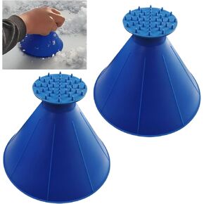 2PCS Magical Ice Scrapers for Car, 2 in 1 Round Snow Scraper for Car, Cone Windshield Ice Scraper with Funnel, Winter Car Snow Removal Accessories for Car, Bus, Truck, SUV (Green) in Kuwait