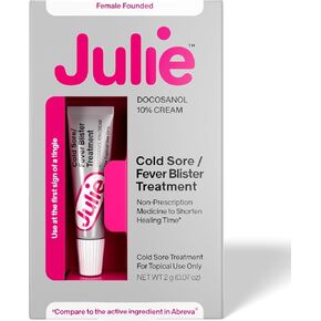 Julie Cold Sore Treatment | 10% Docosanol Antiviral Cream for Fast Relief of Fever Blisters | Over-The-Counter Lip Treatment | Heals & Protects | 0.07 oz Tube | Pack of 2