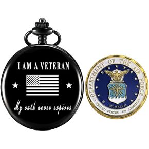 Gifts for Veterans,Pocket Watch for Veterans with Military ChanllengCoin,Best Veterans Day Gifts