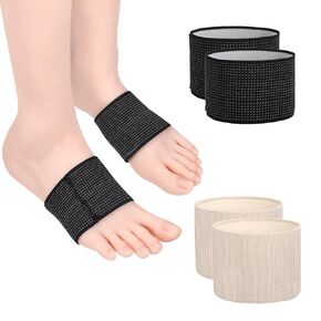 2 Pairs Copper Arch Support Sleeves, Plantar Fasciitis Braces for Foot Care, Plantar Brace Compression Bands for Women and Men