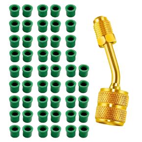 R134 Rubber Gasket Seals（50Pack+ R410A 5/16" Female Quick Couplers to 1/4" Male Flare Swivel Adapter Kit, for Car AC, R410A Refrigerant Charging, Mini Split System Repairs